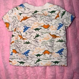 Carter's White Short Sleeve Tee with Orange, Blue & Green Dinosaurs